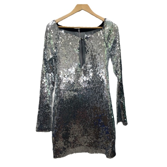16Arlington Solaria dress mini sequin silver US 10 UK 14 keyhole cocktail NWT - Picture 5 of 16